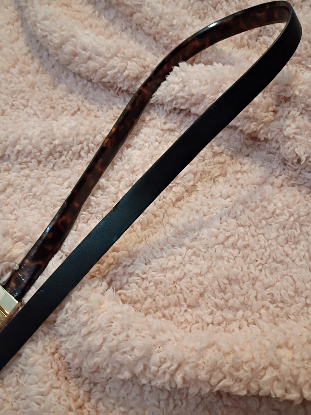New Directions Reversible Skinny Belt Medium Tortoise Shell Black Gold Buckle
